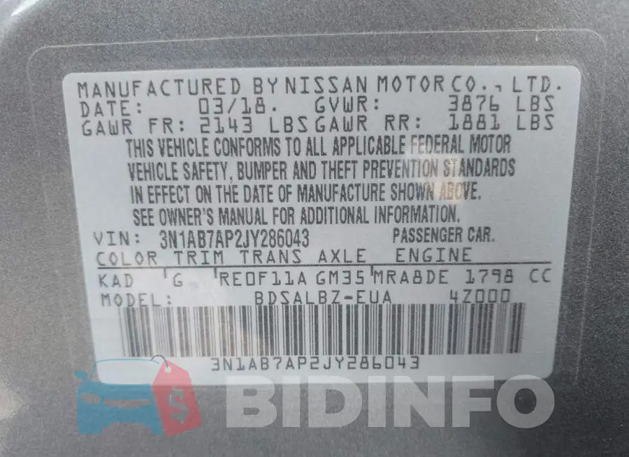 3N1AB7AP2JY286043 Photo# 9