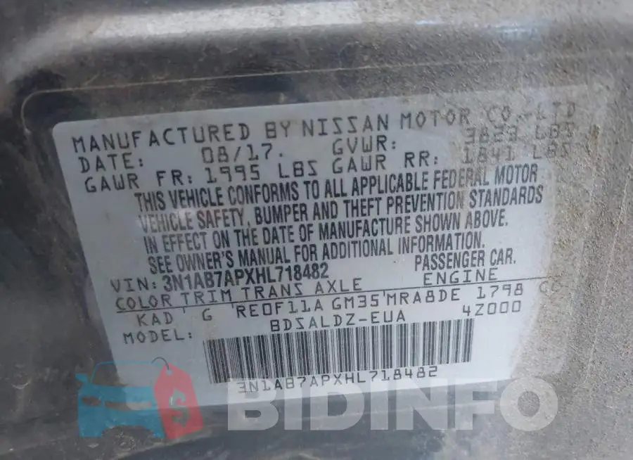 3N1AB7APXHL718482 Photo# 9