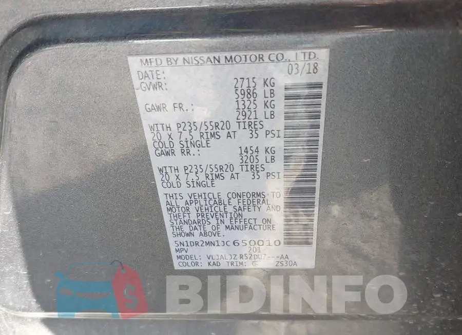 5N1DR2MN1JC650010 Photo# 9