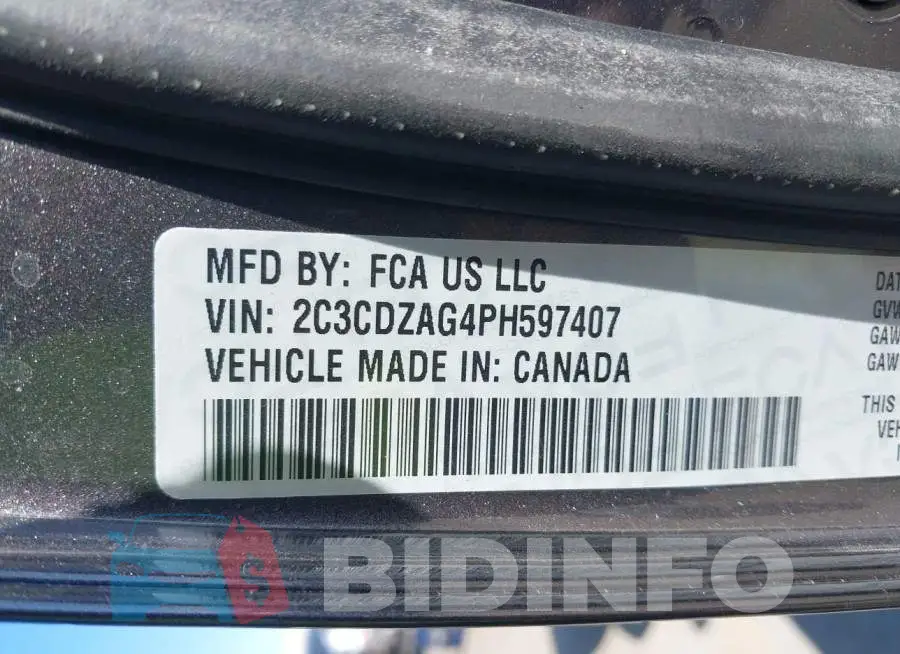 2C3CDZAG4PH597407 Photo# 9
