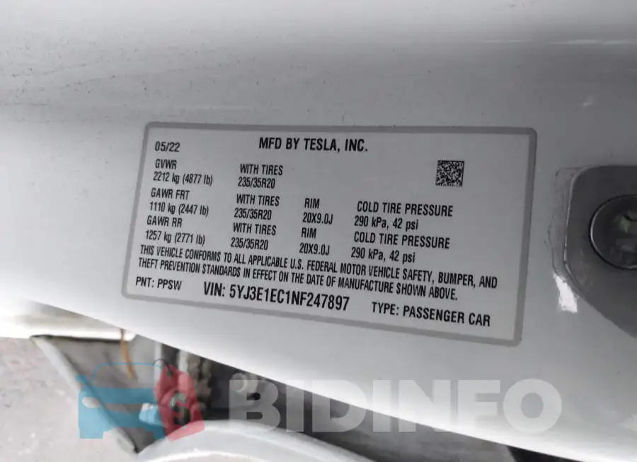 5YJ3E1EC1NF247897 Photo# 9