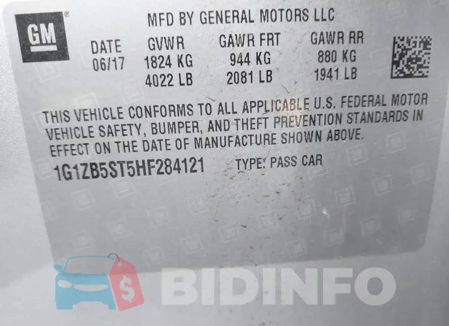 1G1ZB5ST5HF284121 Photo# 9