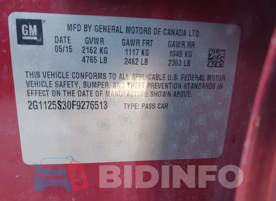 2G1125S30F9276513 Photo# 9