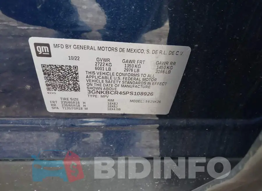 3GNKBCR45PS108926 Photo# 9