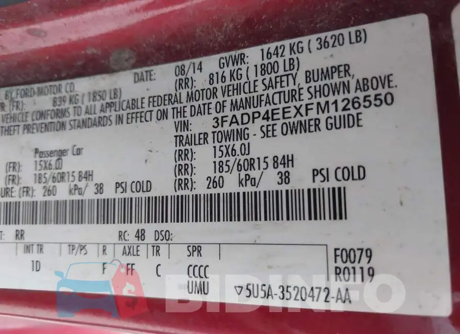 3FADP4EEXFM126550 Photo# 9