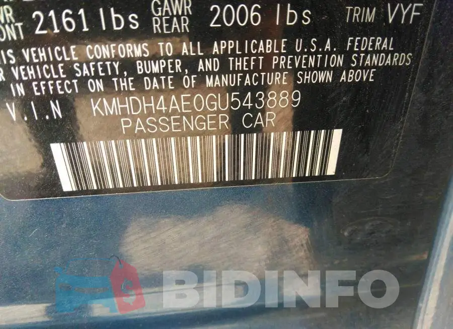 KMHDH4AE0GU543889 Photo# 9