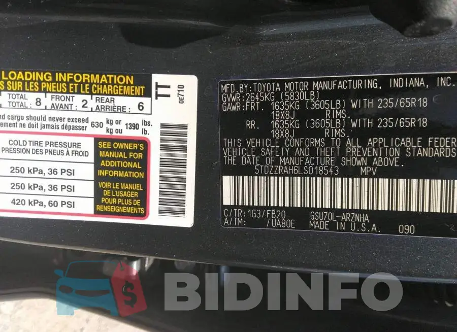 5TDZZRAH6LS018543 Photo# 9