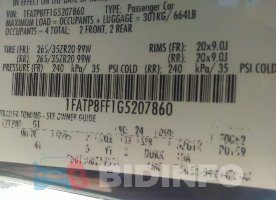 1FATP8FF1G5207860 Photo# 9