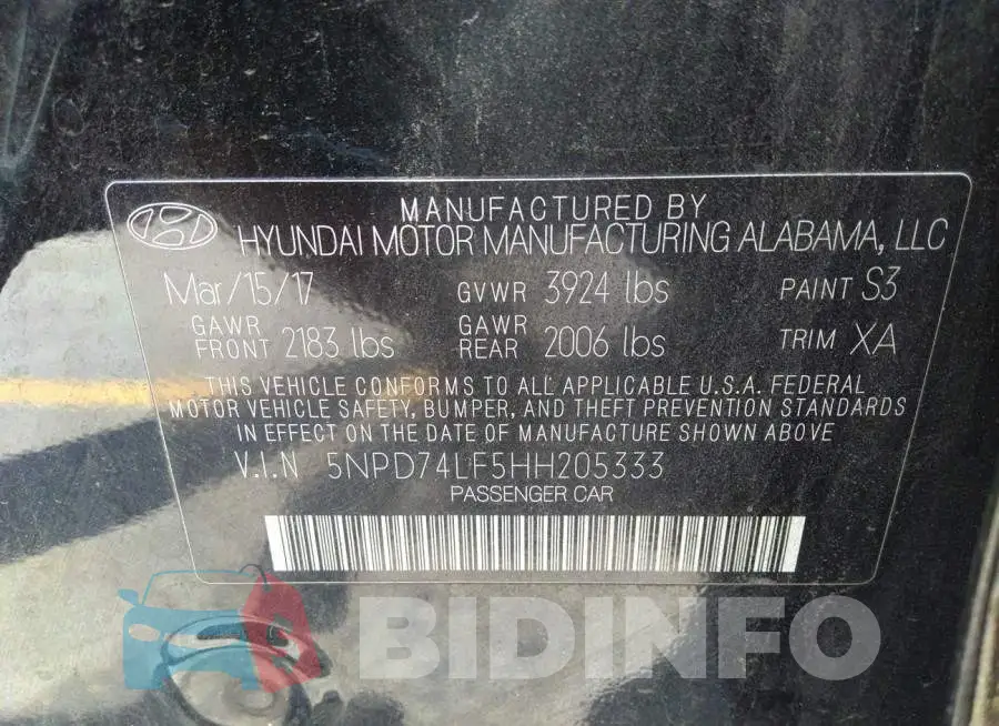 5NPD74LF5HH205333 Photo# 9