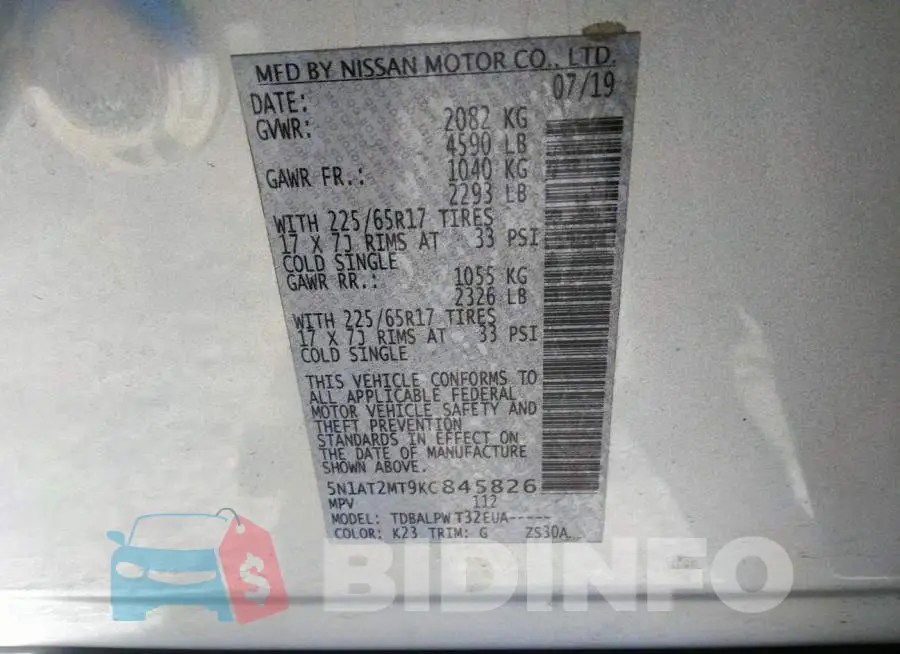 5N1AT2MT9KC845826 Photo# 9
