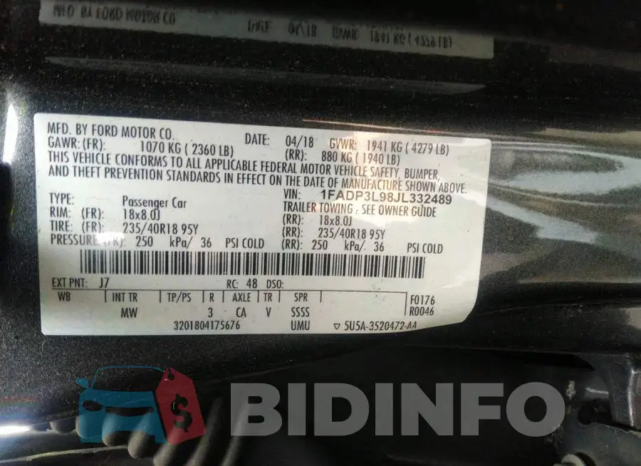 1FADP3L98JL332489 Photo# 9
