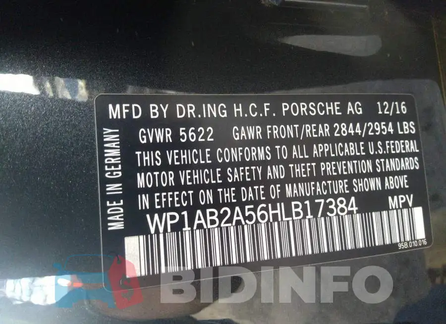 WP1AB2A56HLB17384 Photo# 9