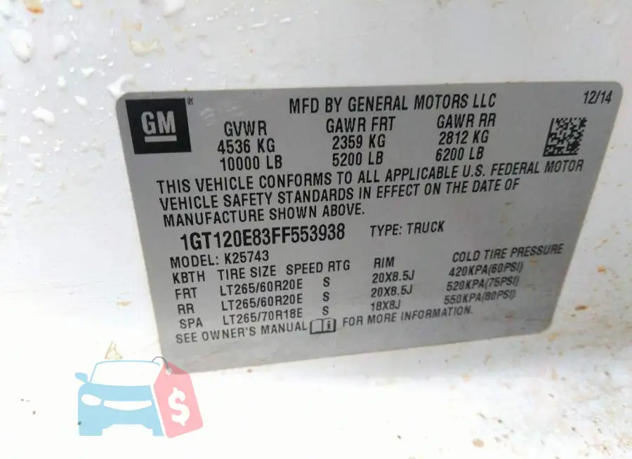 1GT120E83FF553938 Photo# 9