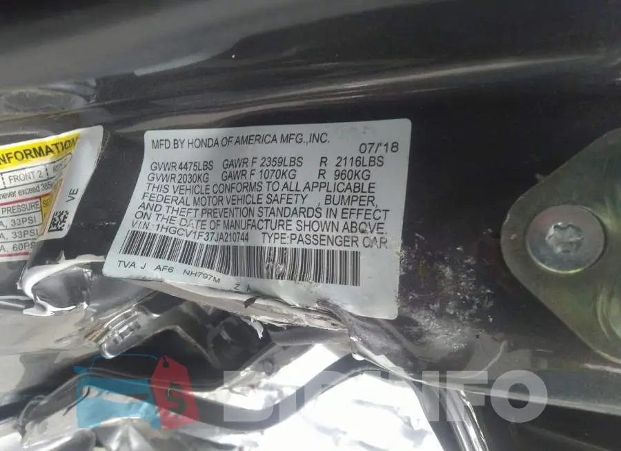 1HGCV1F37JA210744 Photo# 9