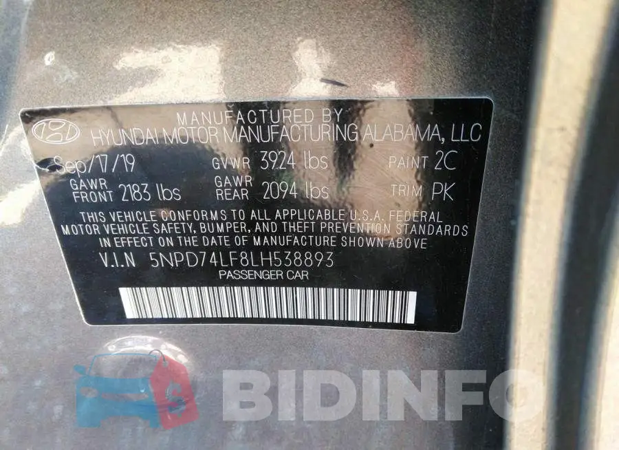 5NPD74LF8LH538893 Photo# 9