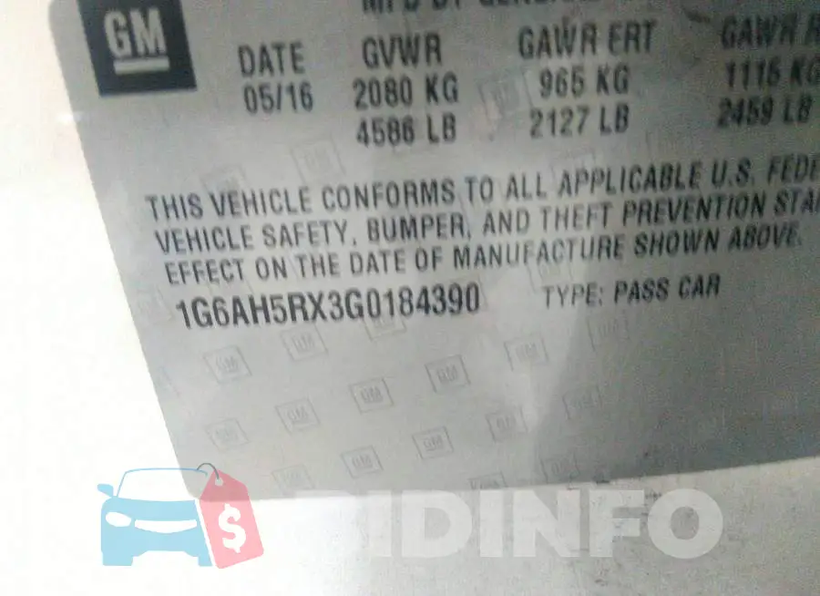 1G6AH5RX3G0184390 Photo# 9
