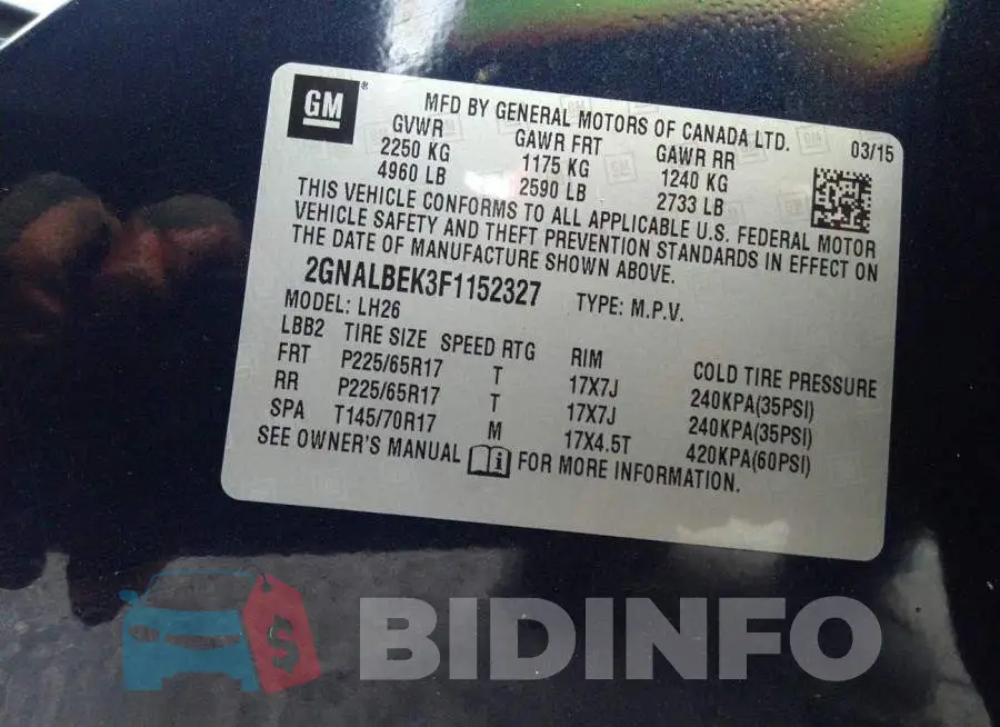 2GNALBEK3F1152327 Photo# 9