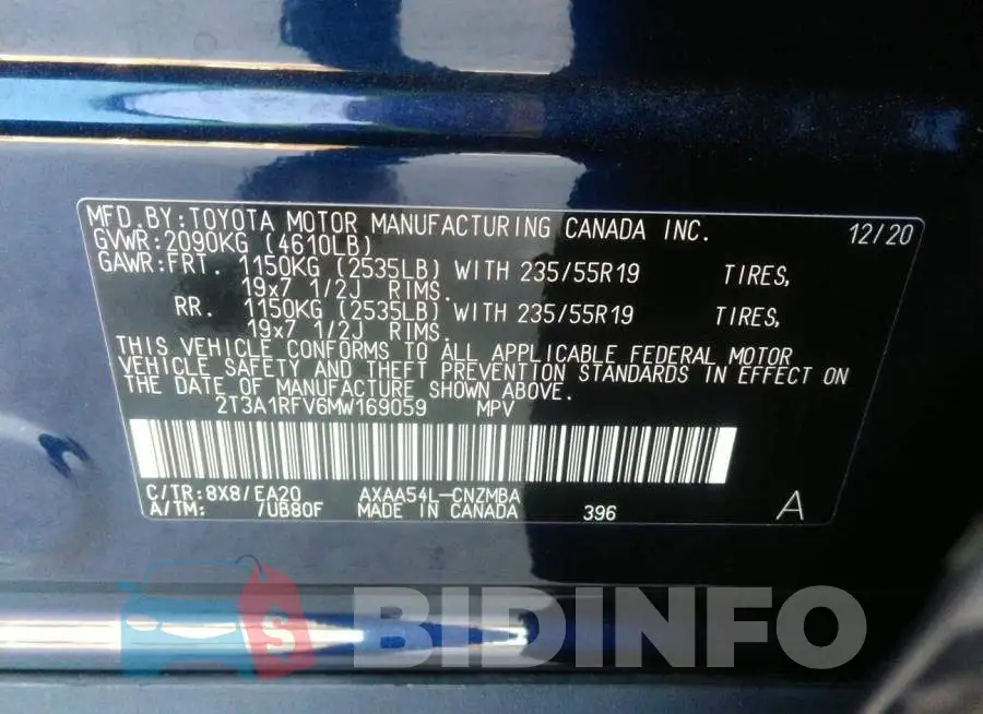 2T3A1RFV6MW169059 Photo# 9
