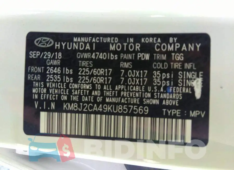 KM8J2CA49KU857569 Photo# 9