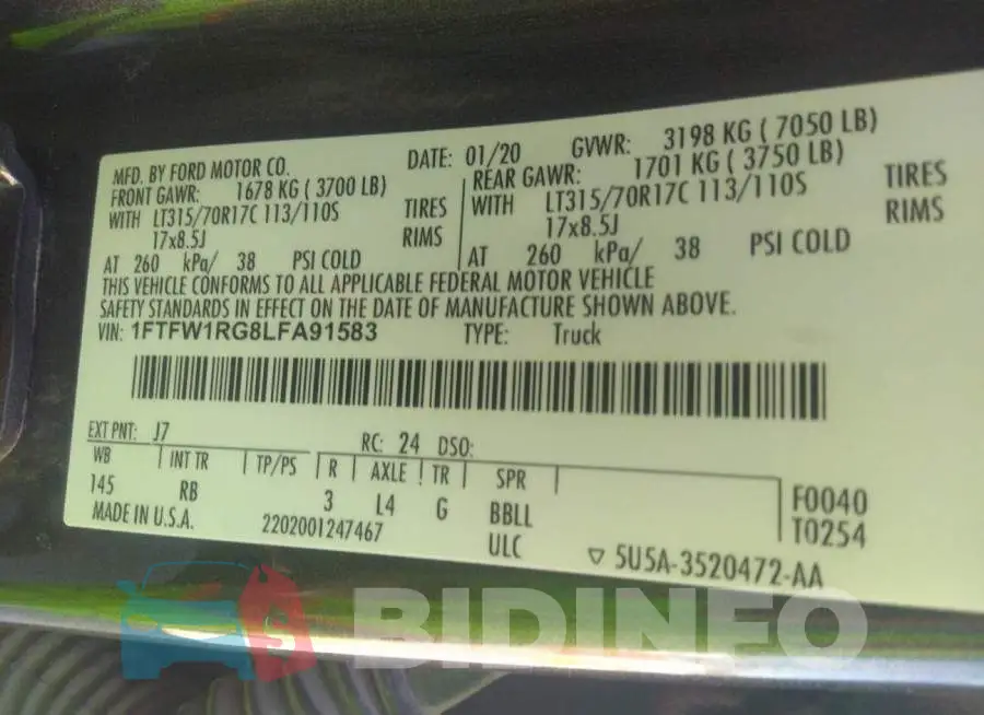 1FTFW1RG8LFA91583 Photo# 9