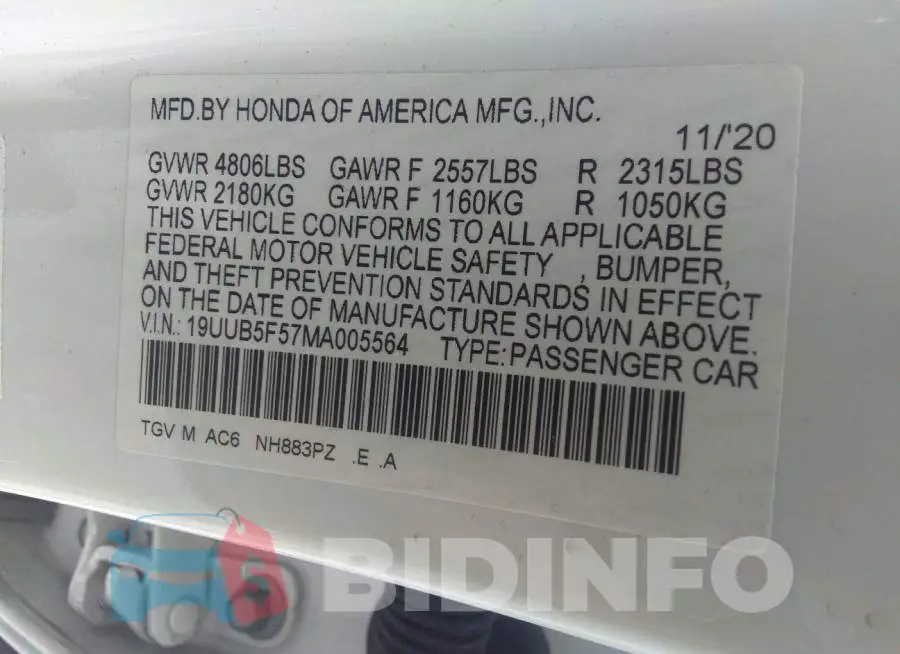 19UUB5F57MA005564 Photo# 9