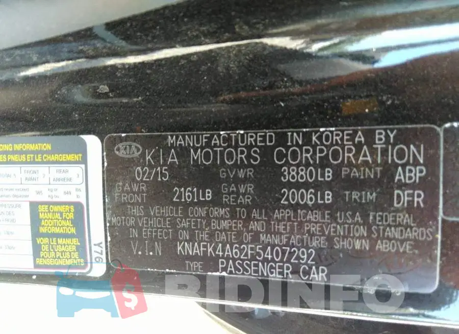 KNAFK4A62F5407292 Photo# 9