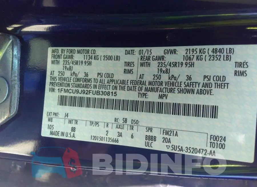 1FMCU9J92FUB30815 Photo# 9