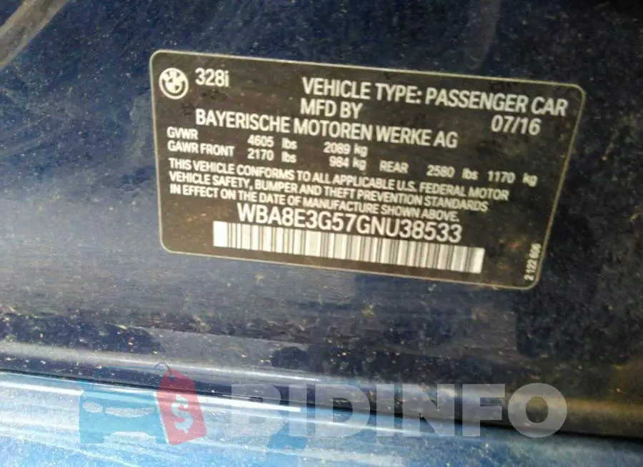 WBA8E3G57GNU38533 Photo# 9