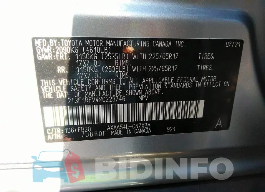 2T3F1RFV4MC228746 Photo# 9
