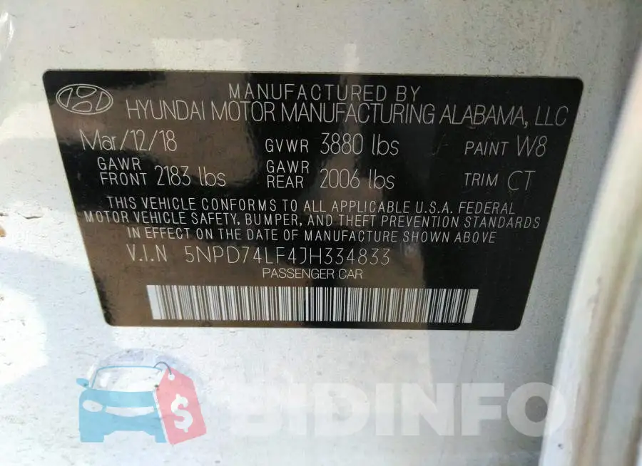 5NPD74LF4JH334833 Photo# 9