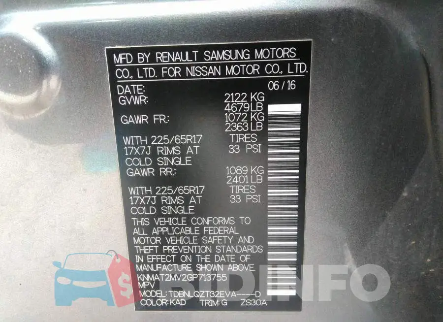 KNMAT2MV2GP713755 Photo# 9