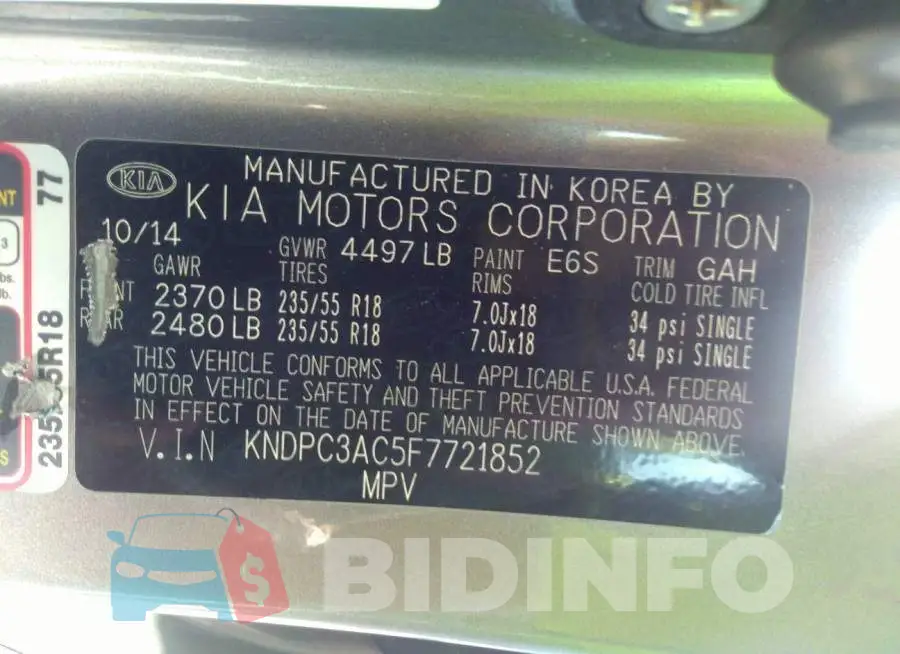 KNDPC3AC5F7721852 Photo# 9