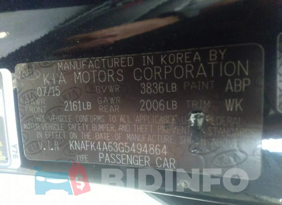 KNAFK4A63G5494864 Photo# 9