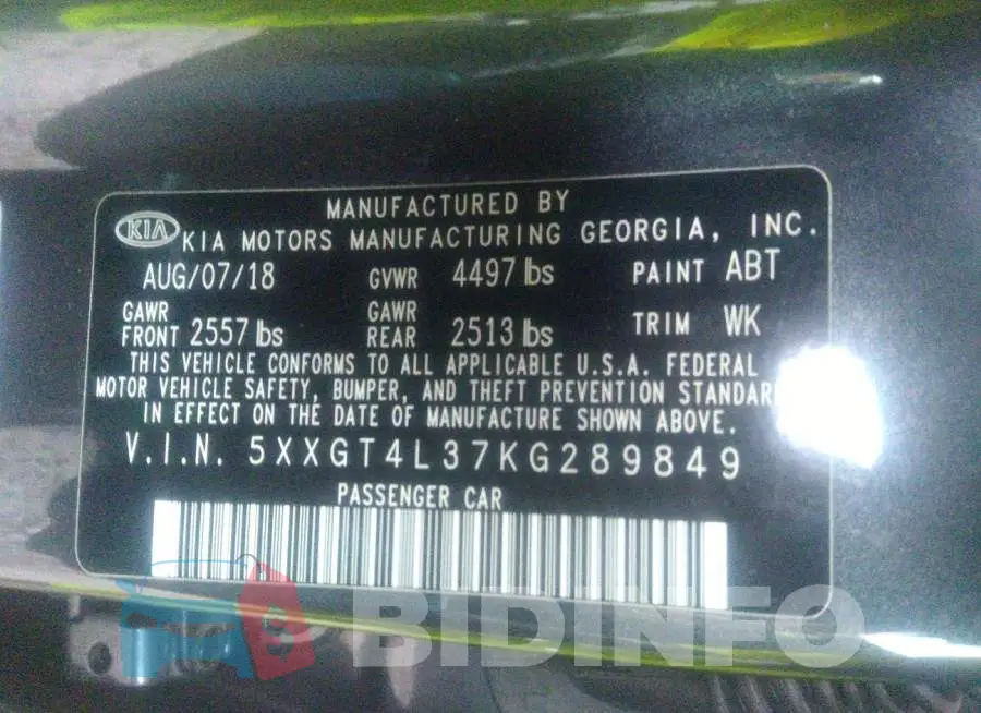 5XXGT4L37KG289849 Photo# 9