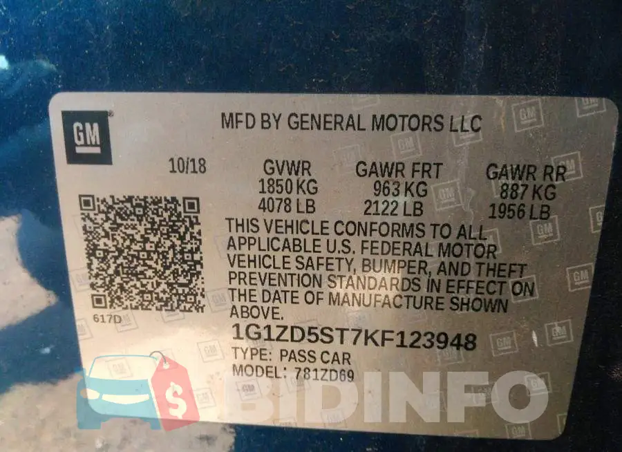 1G1ZD5ST7KF123948 Photo# 9