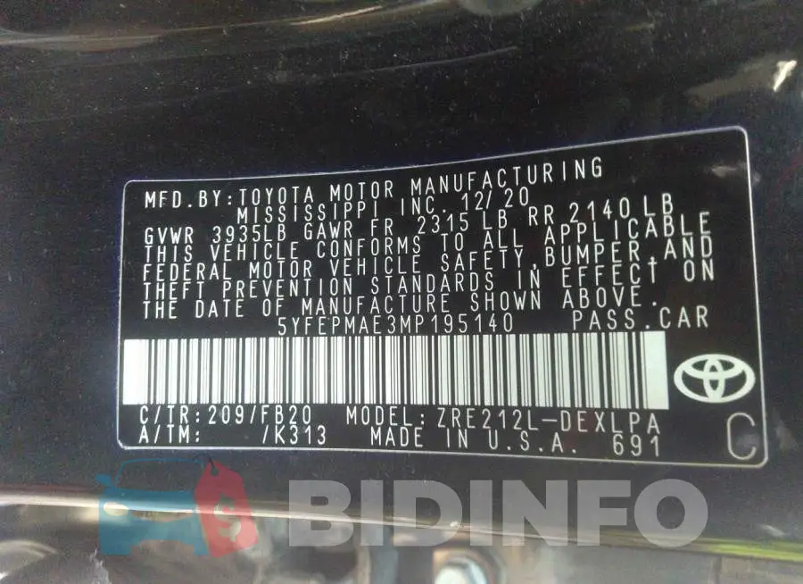 5YFEPMAE3MP195140 Photo# 9