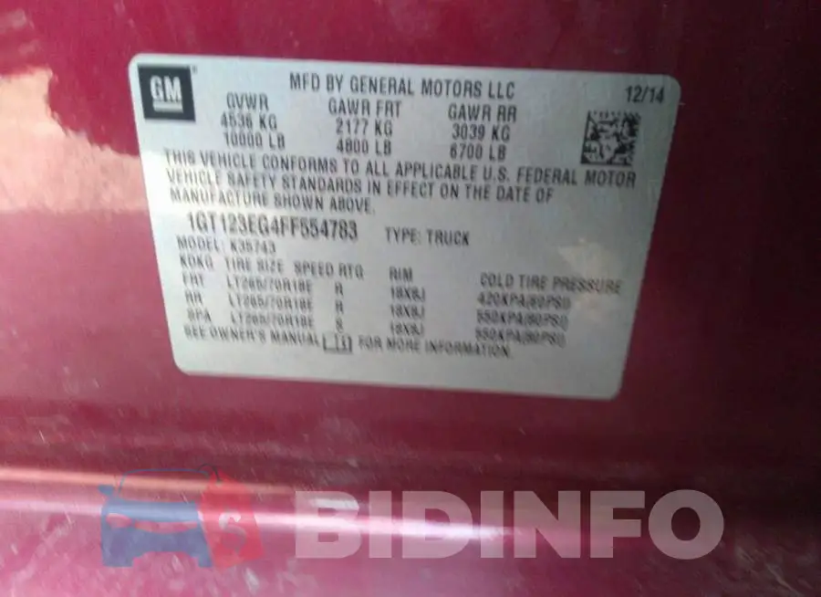 1GT123EG4FF554783 Photo# 9
