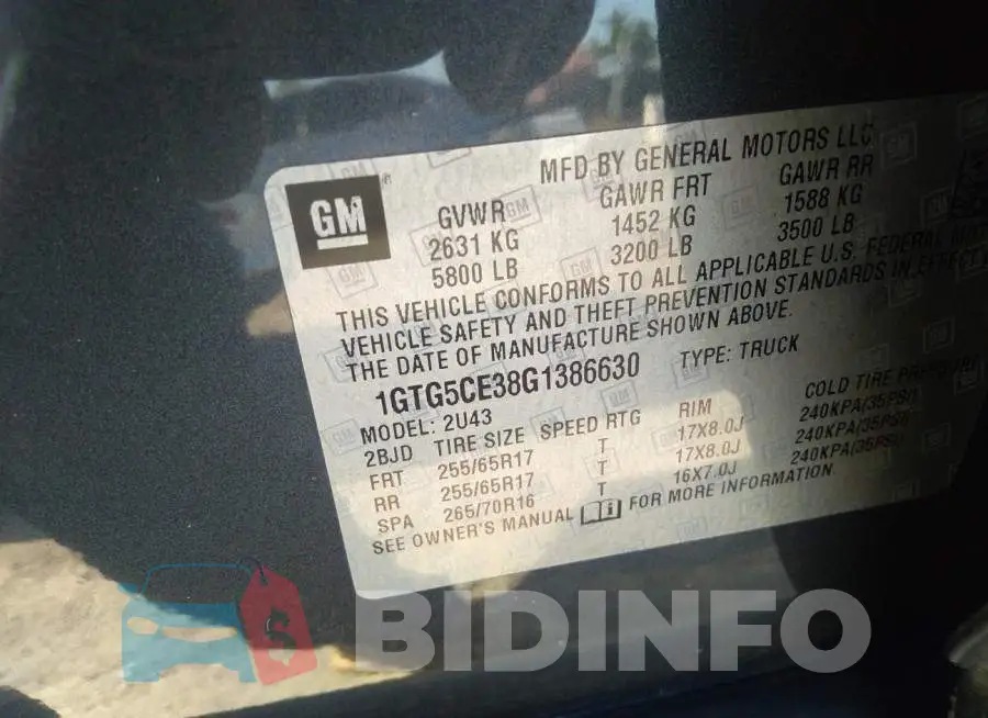 1GTG5CE38G1386630 Photo# 9