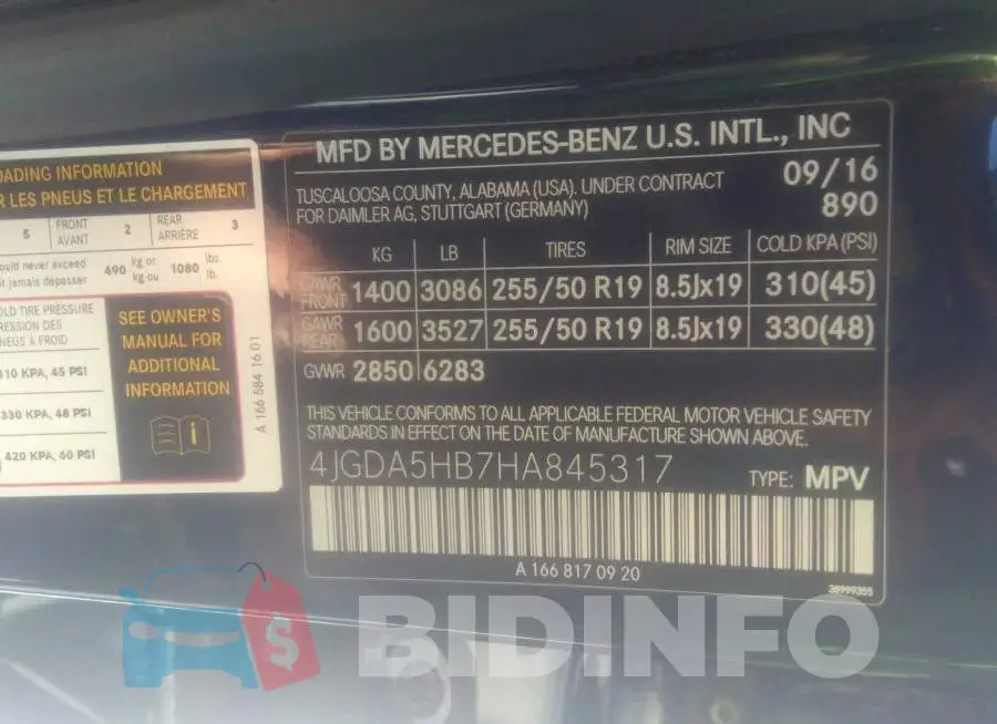 4JGDA5HB7HA845317 Photo# 9