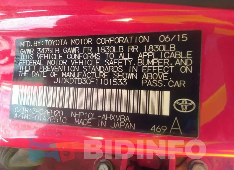 JTDKDTB30F1101533 Photo# 9