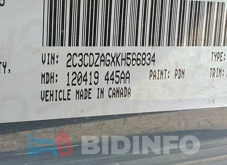 2C3CDZAGXKH566834 Photo# 9