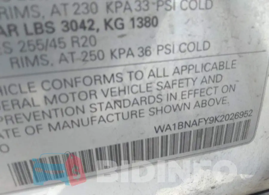 WA1BNAFY9K2026952 Photo# 9