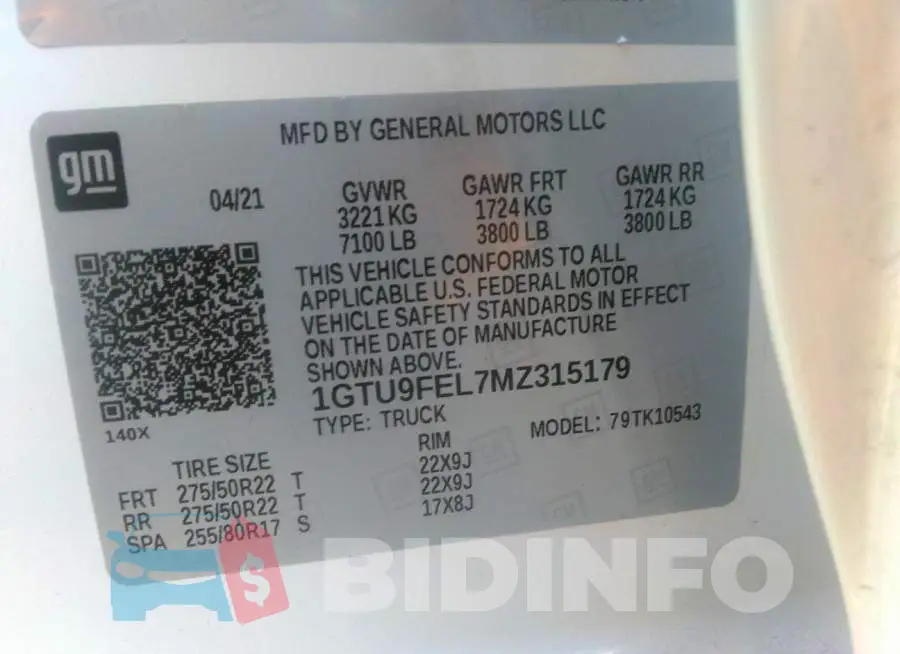 1GTU9FEL7MZ315179 Photo# 9