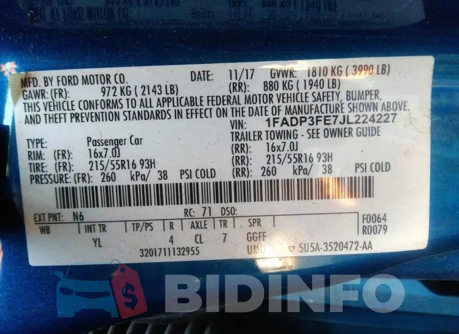 1FADP3FE7JL224227 Photo# 9