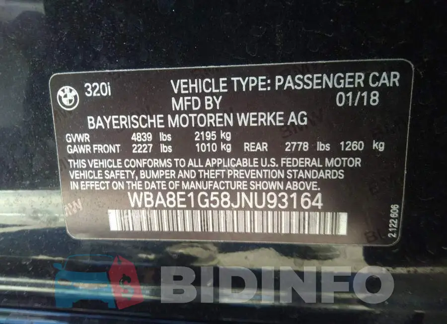 WBA8E1G58JNU93164 Photo# 9