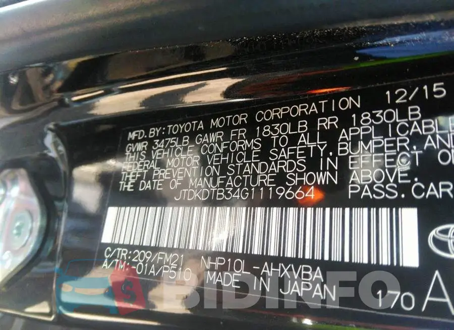 JTDKDTB34G1119664 Photo# 9