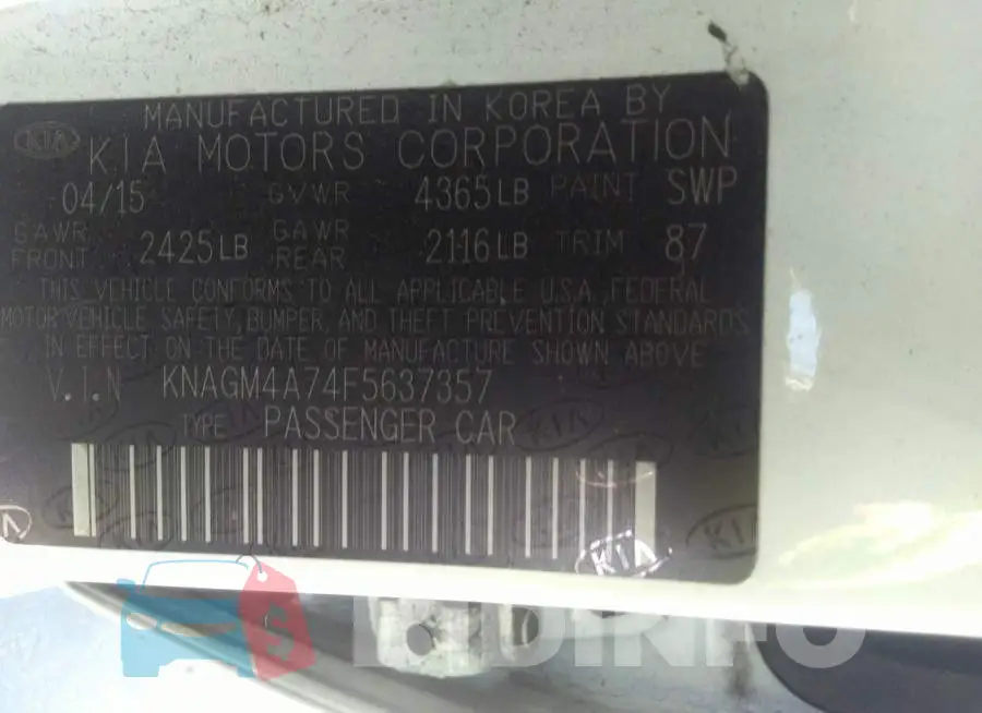 KNAGM4A74F5637357 Photo# 9