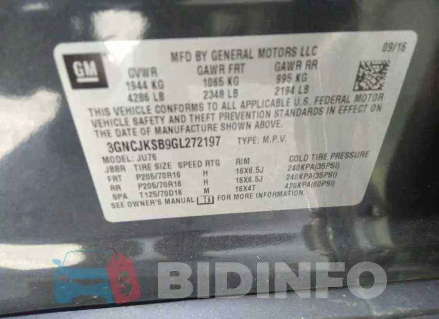 3GNCJKSB9GL272197 Photo# 9