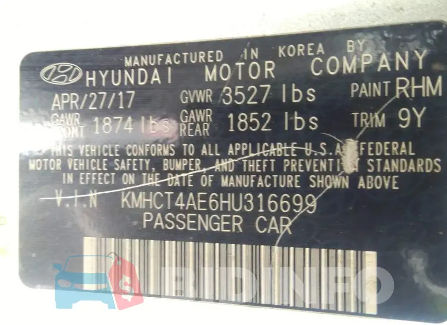 KMHCT4AE6HU316699 Photo# 9