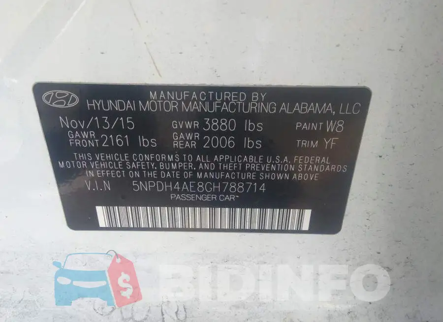 5NPDH4AE8GH788714 Photo# 9